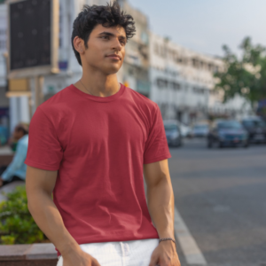 Maroon Cotton Round Neck T-Shirts