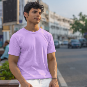 Lavender Cotton Round Neck T-Shirts
