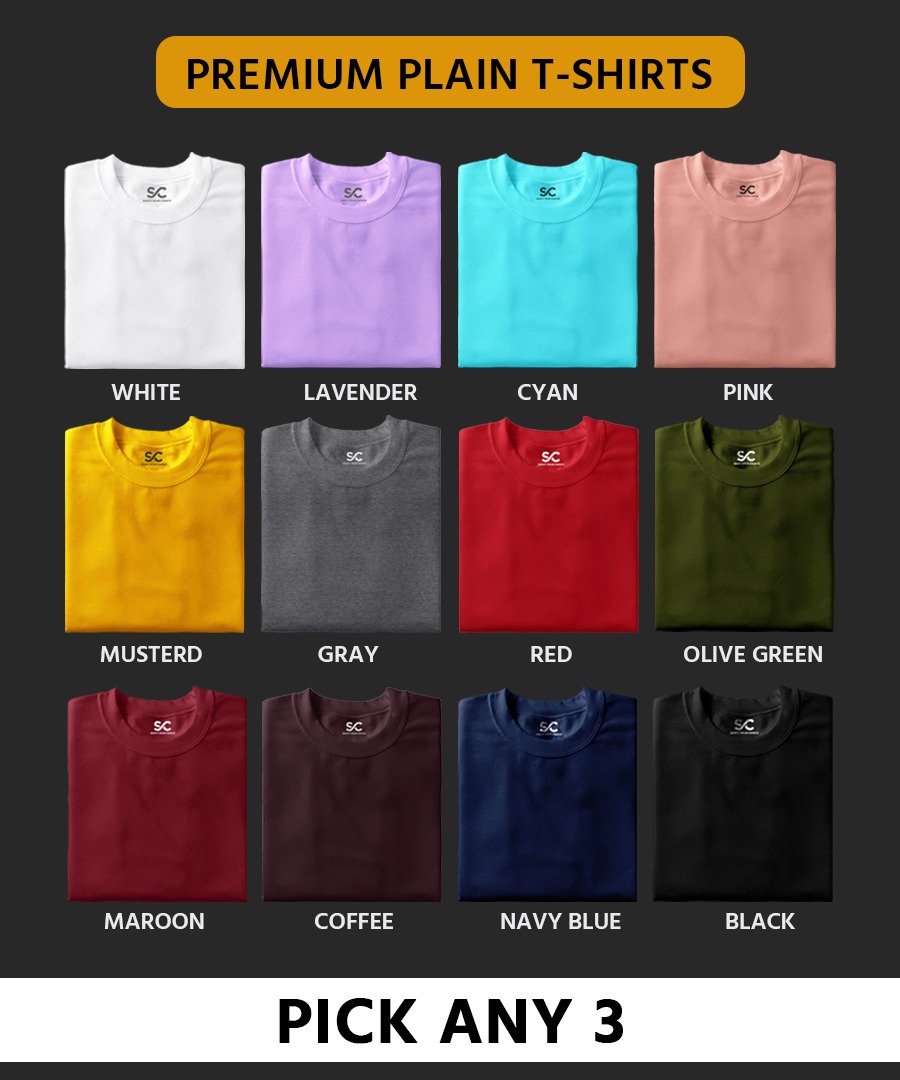 Pick Any 3 - Plain T-shirt Combo