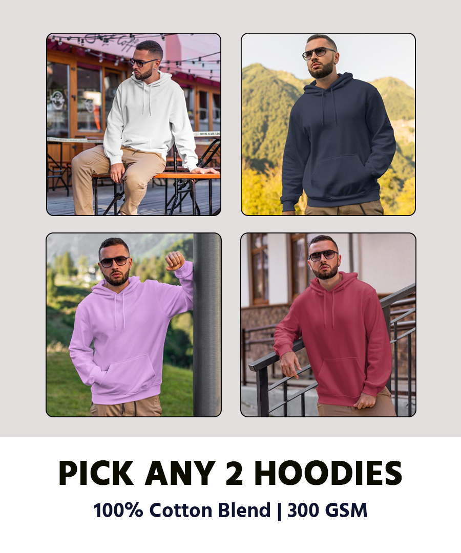 Pick Any 2 Hoodies - 100% Cotton Blend | 300 GSM