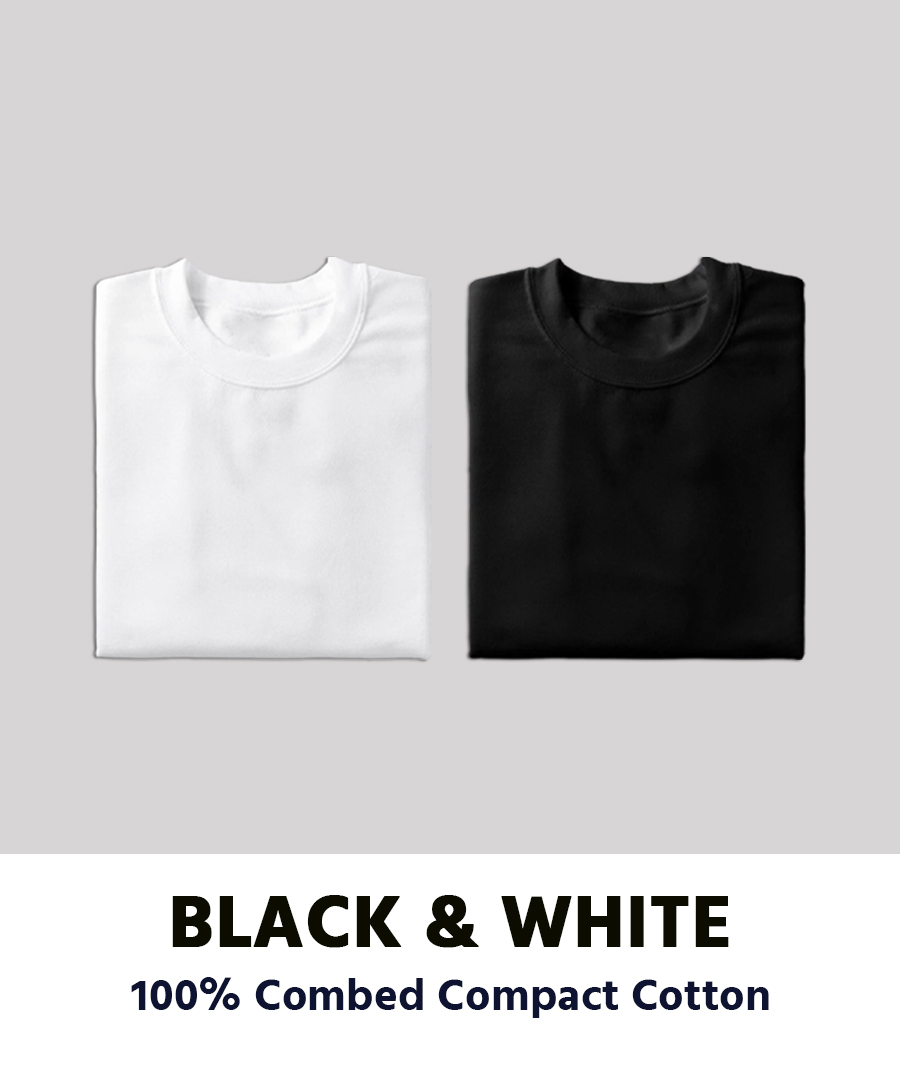 Black & White Plain T-Shirts Combo