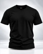 Black Plain 100% Cotton Regular Fit T-Shirt | SYC