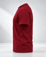 Maroon Plain 100% Cotton Regular Fit T-Shirt | SYC - Image 2