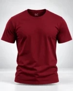 Maroon Plain 100% Cotton Regular Fit T-Shirt | SYC
