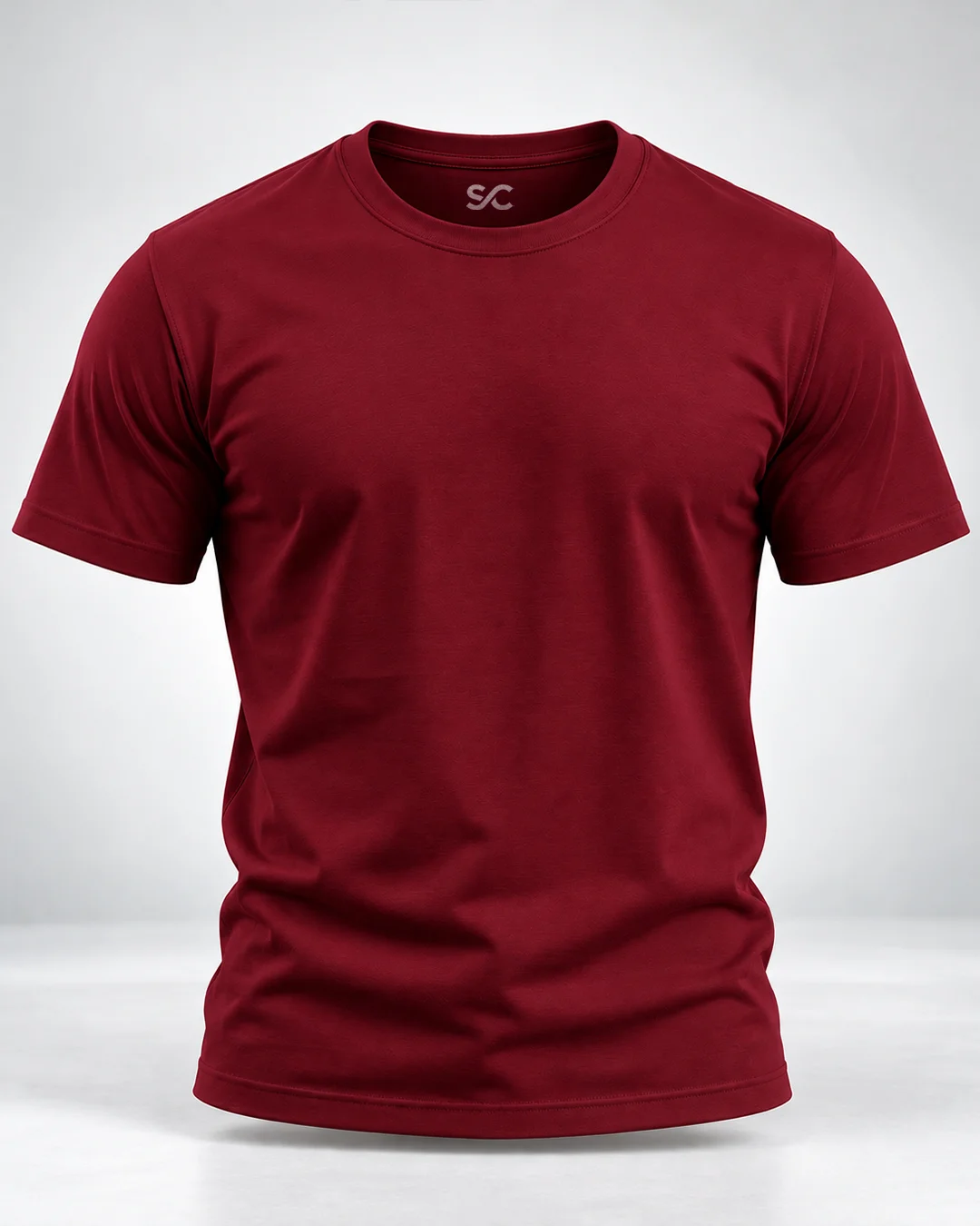 Maroon Plain t-Shirt front view Maroon Plain 100% Cotton Regular Fit T-Shirt | SYC - Image 1
