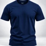 Navy Blue Plain 100% Cotton Regular Fit T-Shirt | SYC