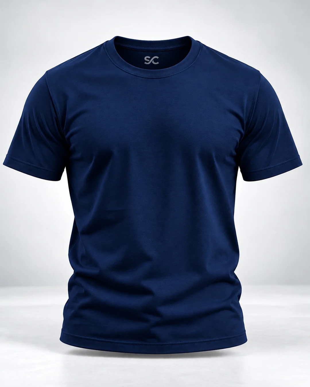 Navy blue plain t shirt Navy Blue Plain 100% Cotton Regular Fit T-Shirt | SYC - Image 1