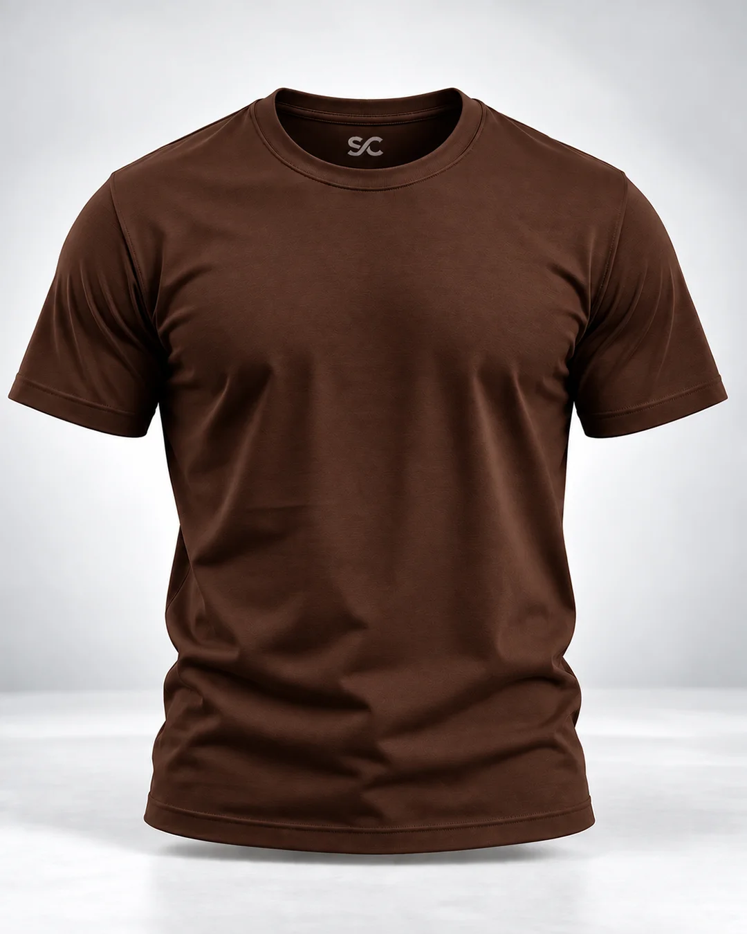 Plain coffee color t shirt Coffee Plain 100% Cotton Regular Fit T-Shirt | SYC - Image 1