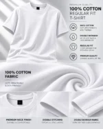 White Plain 100% Cotton Regular Fit T-Shirt | SYC - Image 4