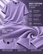 Lavender Plain 100% Cotton Regular Fit T-Shirt | SYC - Image 4
