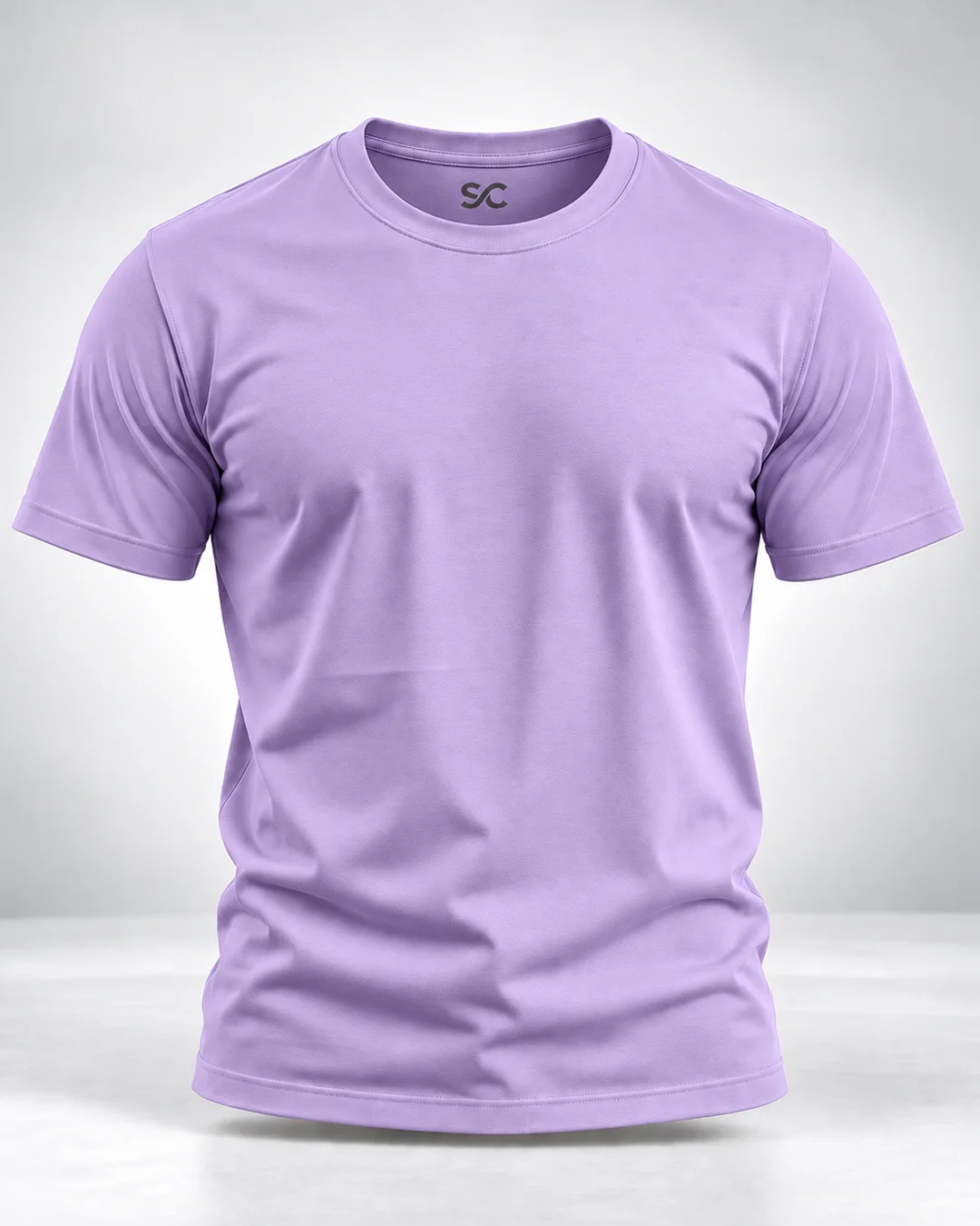 lavender Shirt front view Lavender Plain 100% Cotton Regular Fit T-Shirt | SYC - Image 1